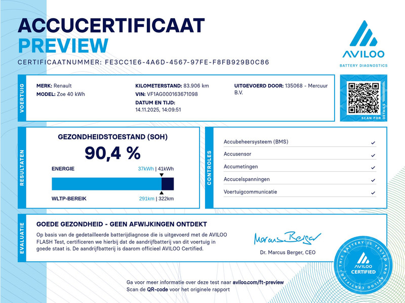 Renault ZOE Cargo Huur Accu 41 kWh