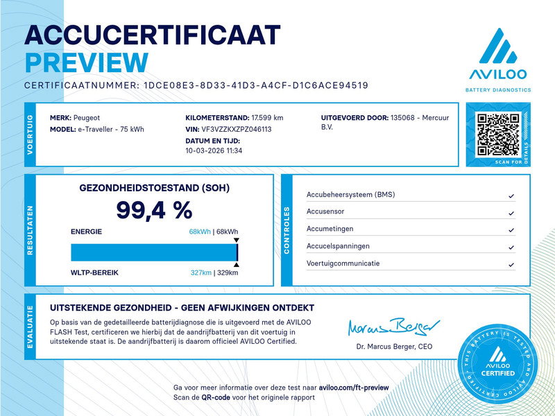 Peugeot e-Traveller Allure L3H1 75 kWh