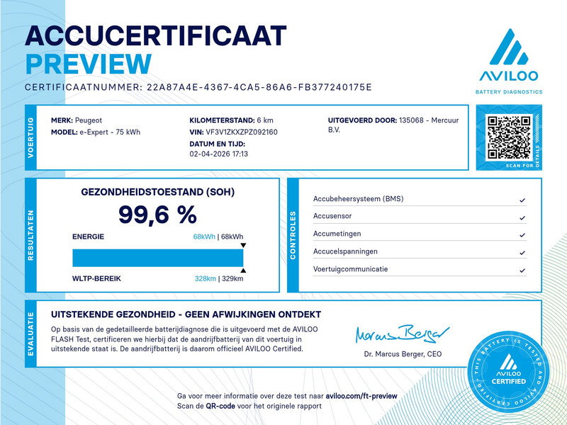 Peugeot e-Expert L2H1 75 kWh V84LTS